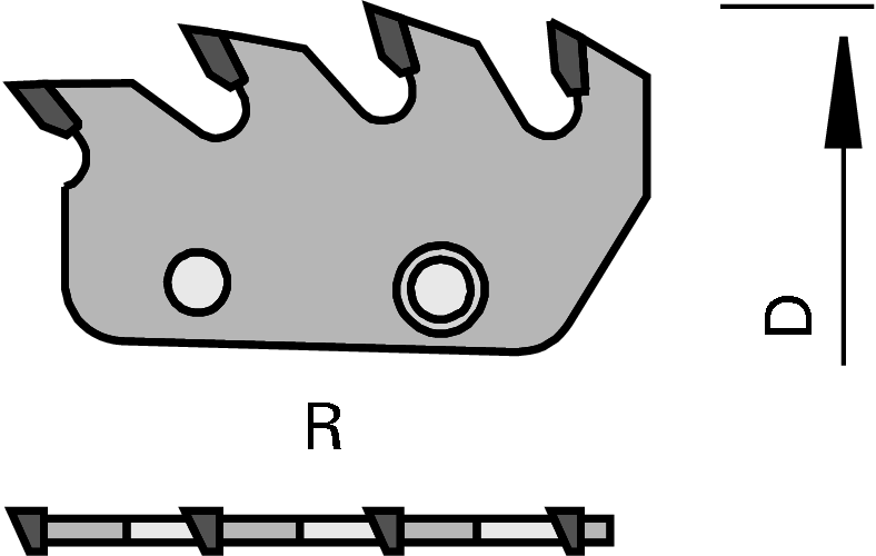 Segmenti HW segmenta drupinātājiem- ar pakāpenisku drupināšanu, ar aksiālo stūri