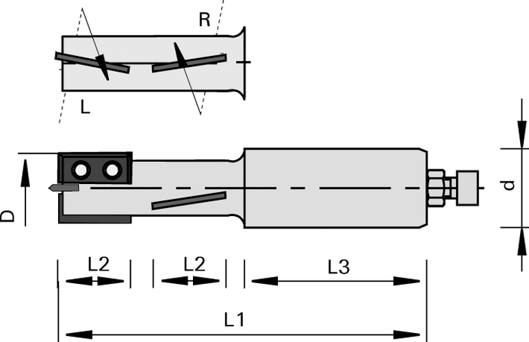 Kāta frēzes no cietā sakausējuma HW - Z=2+2, rotācijas virzieni pa labi + pa kreisi
