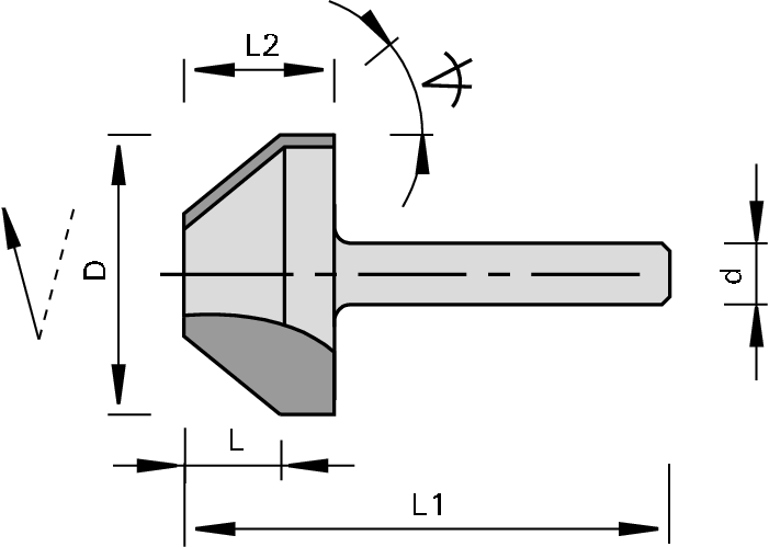 HW Frēze lenķis 45°